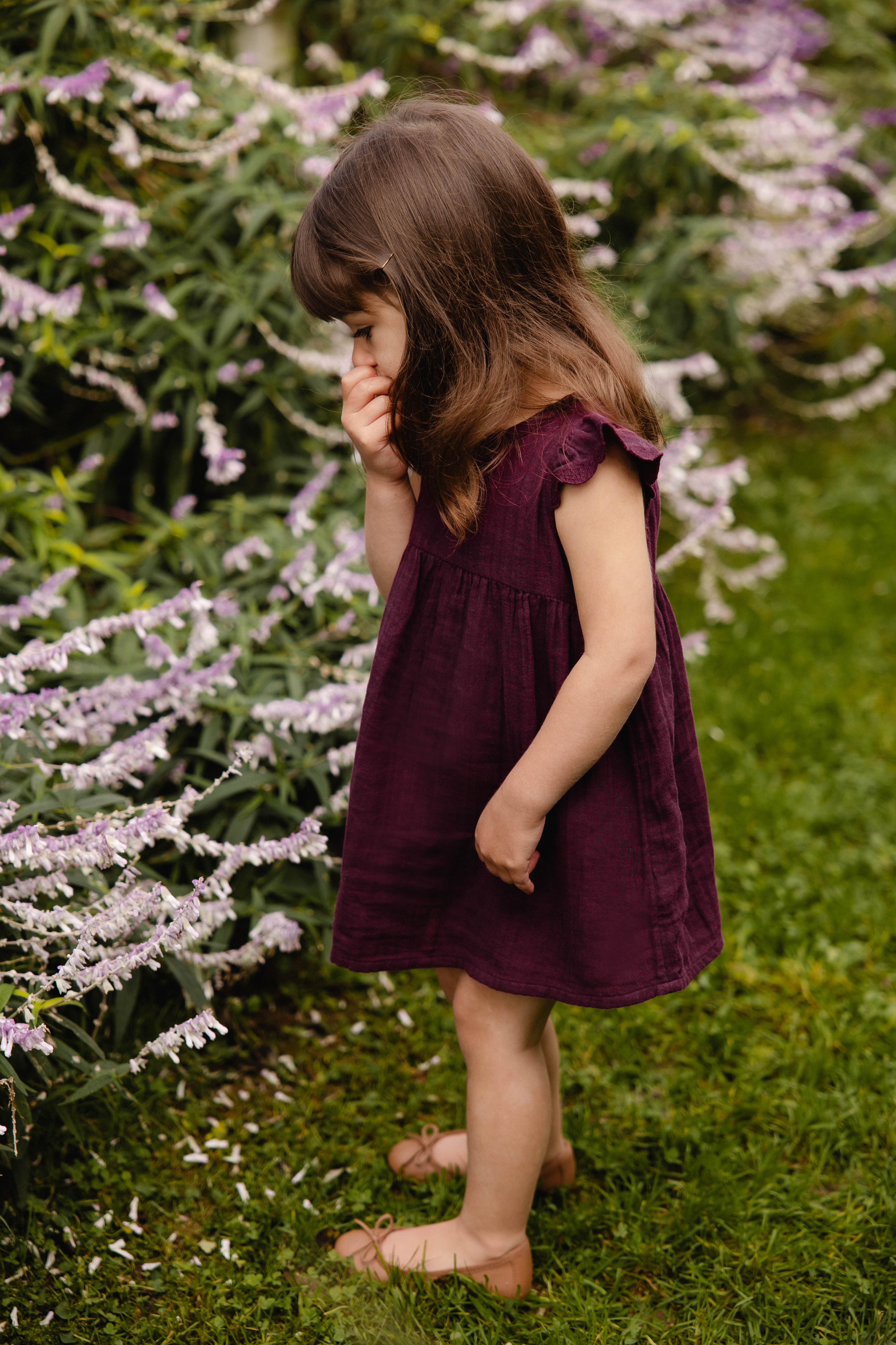 Organic Cotton Muslin Lace Dress - Fig