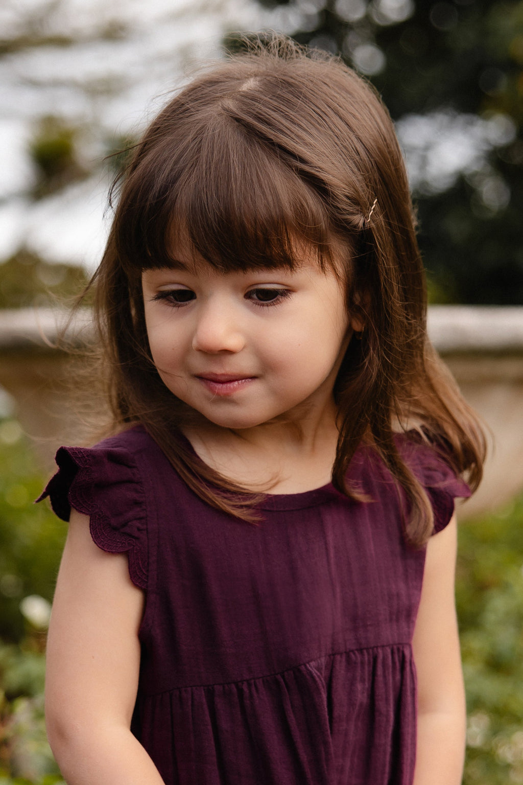 Organic Cotton Muslin Lace Dress - Fig