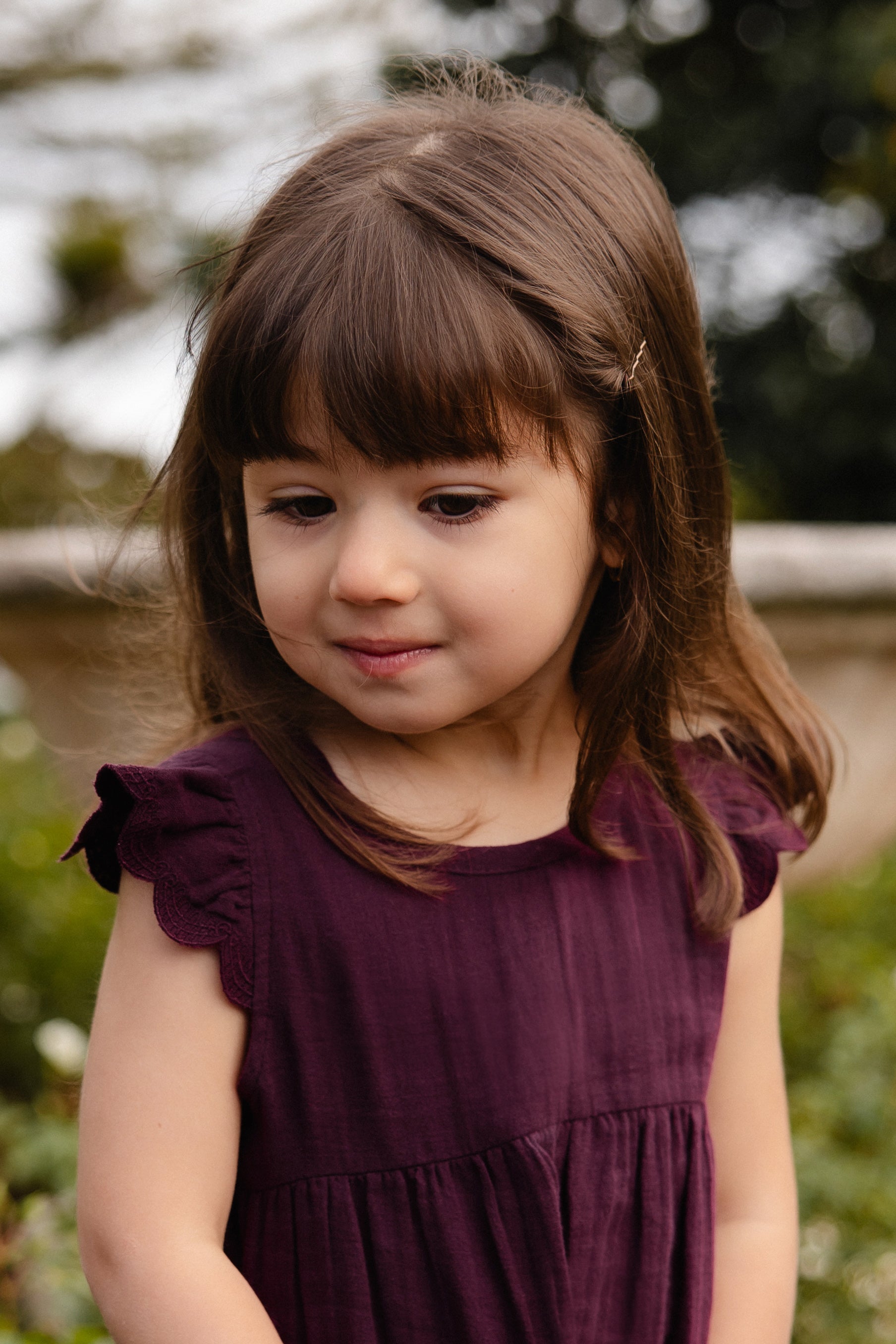Organic Cotton Muslin Lace Dress - Fig