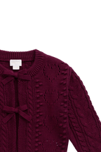 Cardigan en maille de coton avec détails texturés et liens à nouer sur le devant pour filles de 6 mois à 8 ans
