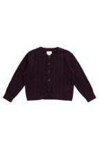 Gilet Fille en Coton Tricoté Noir Cassis Riche avec Détails Texturés & Boutons sur le Devant, Tailles 6M-10A