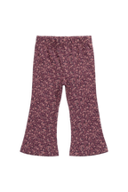 Pantalon évasé vintage en coton bio et élasthanne à motif floral Ficus avec taille élastiquée pour filles de 1 à 10 ans