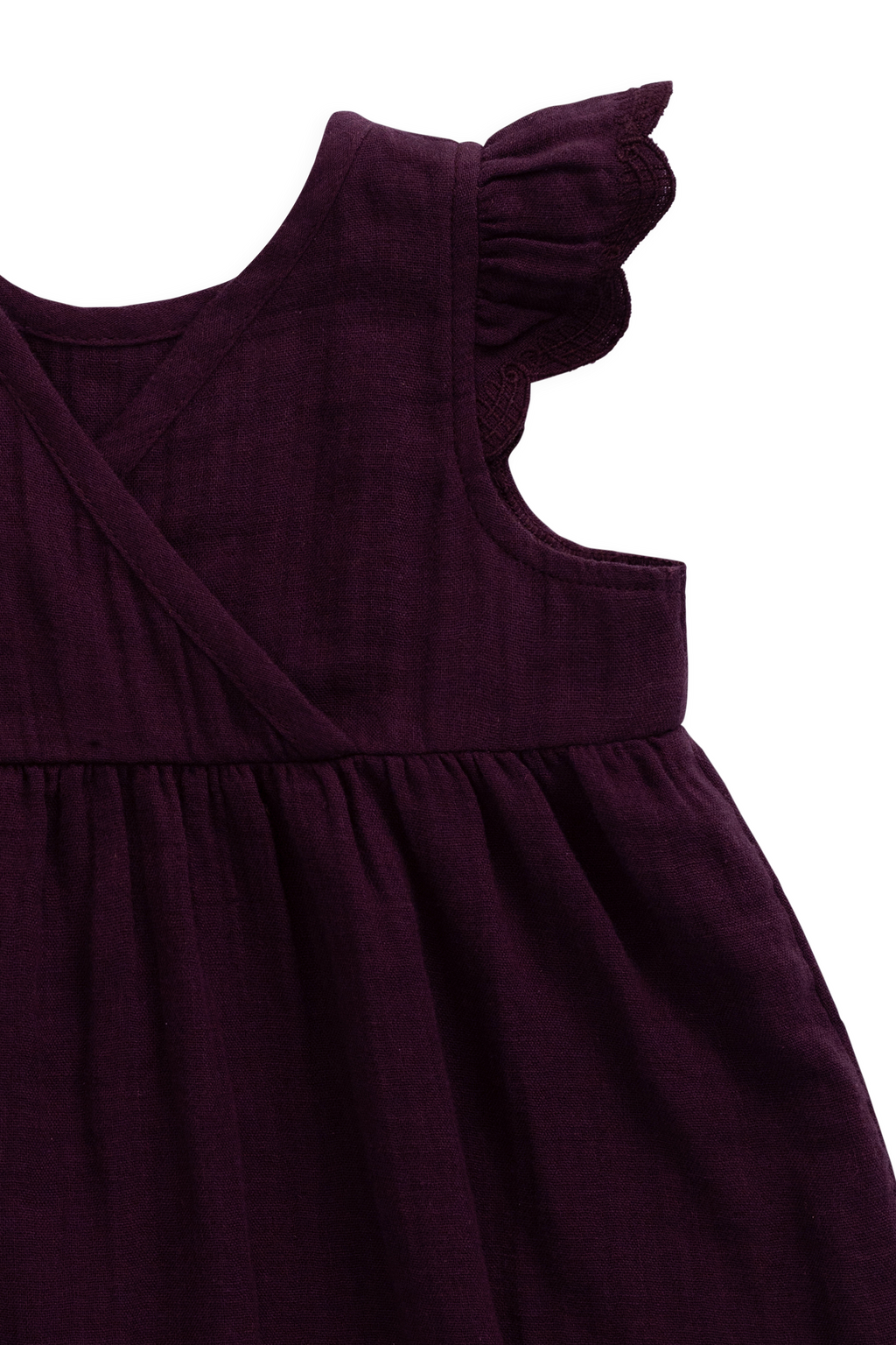 Organic Cotton Muslin Lace Dress - Fig