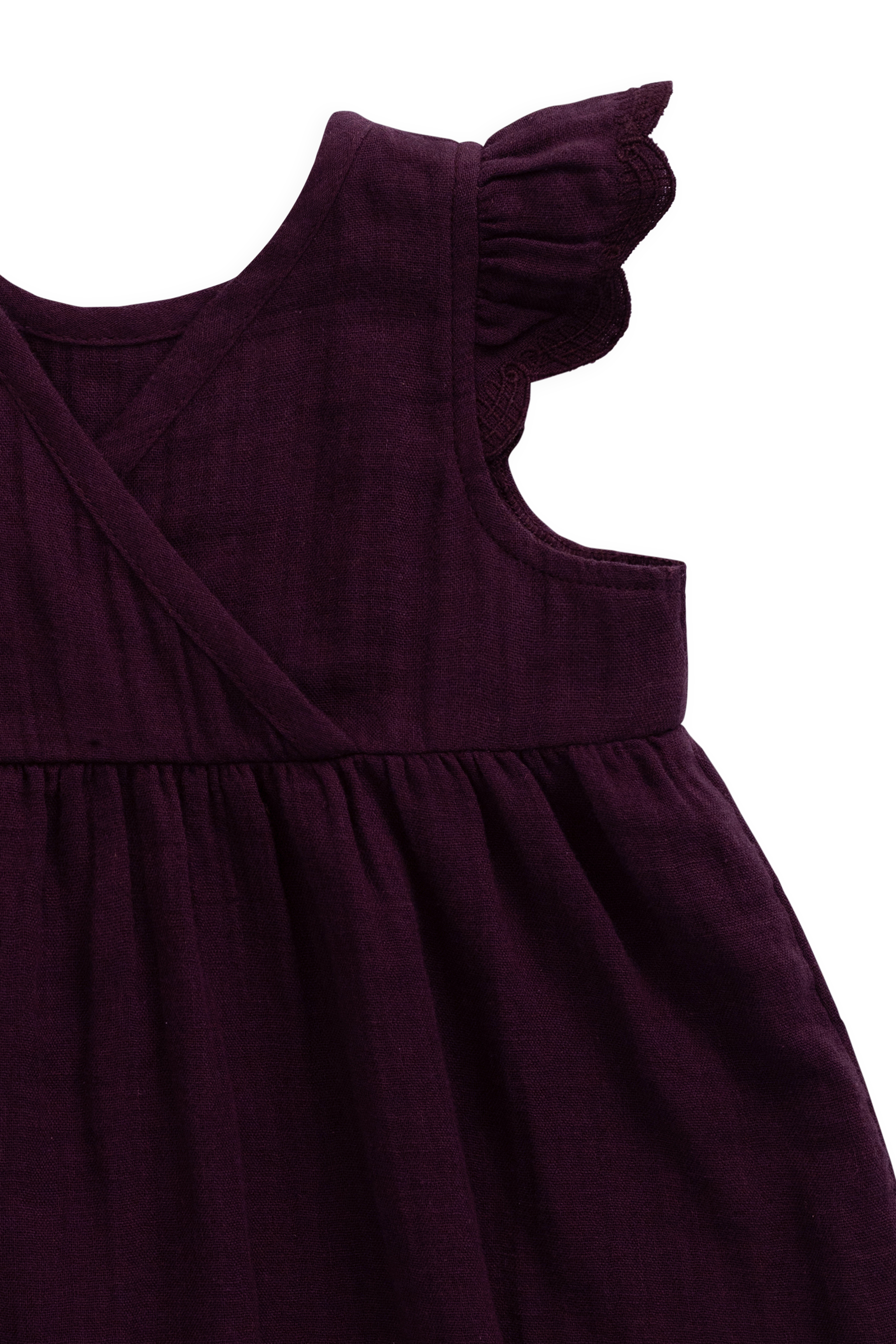 Organic Cotton Muslin Lace Dress - Fig