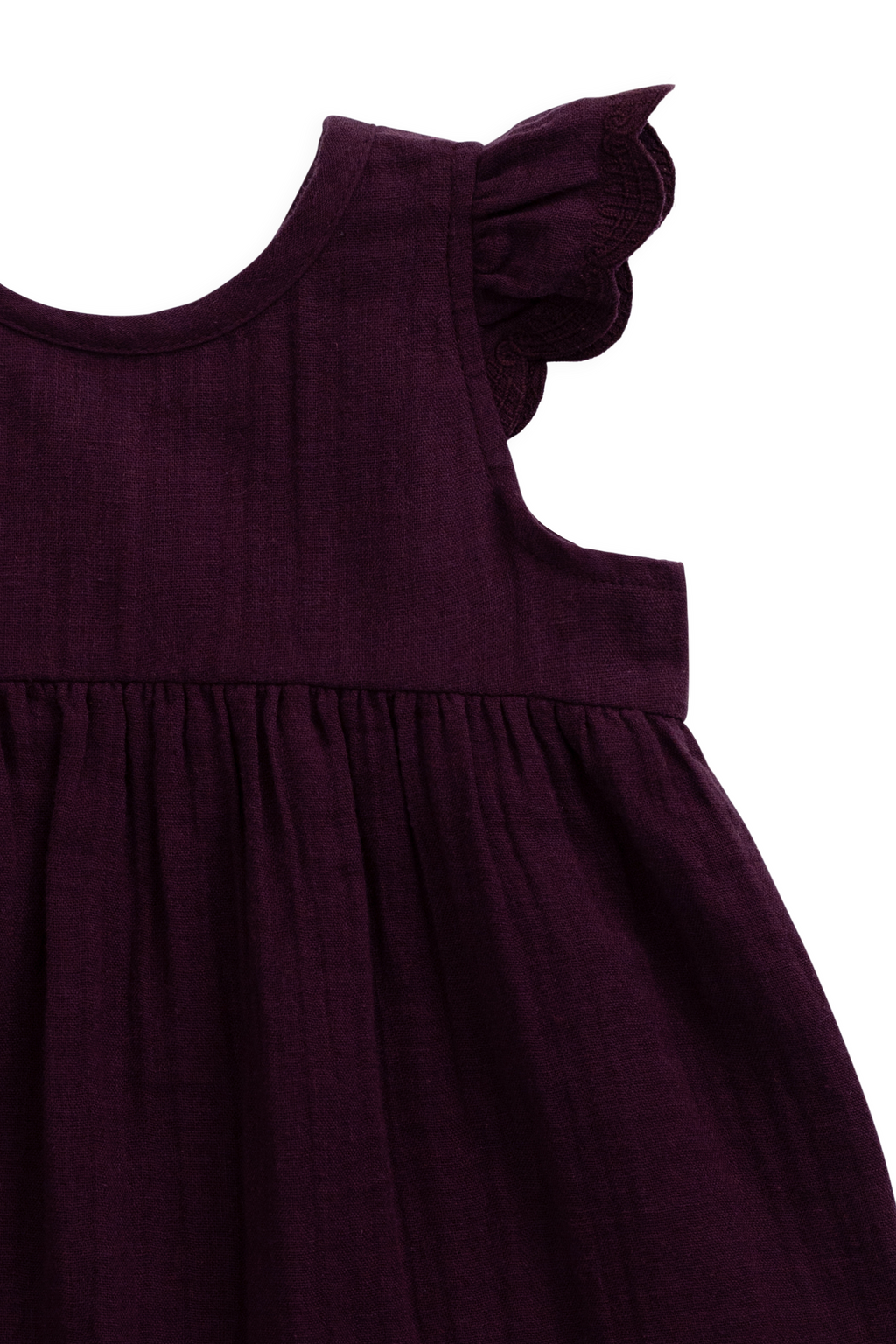 Organic Cotton Muslin Lace Dress - Fig