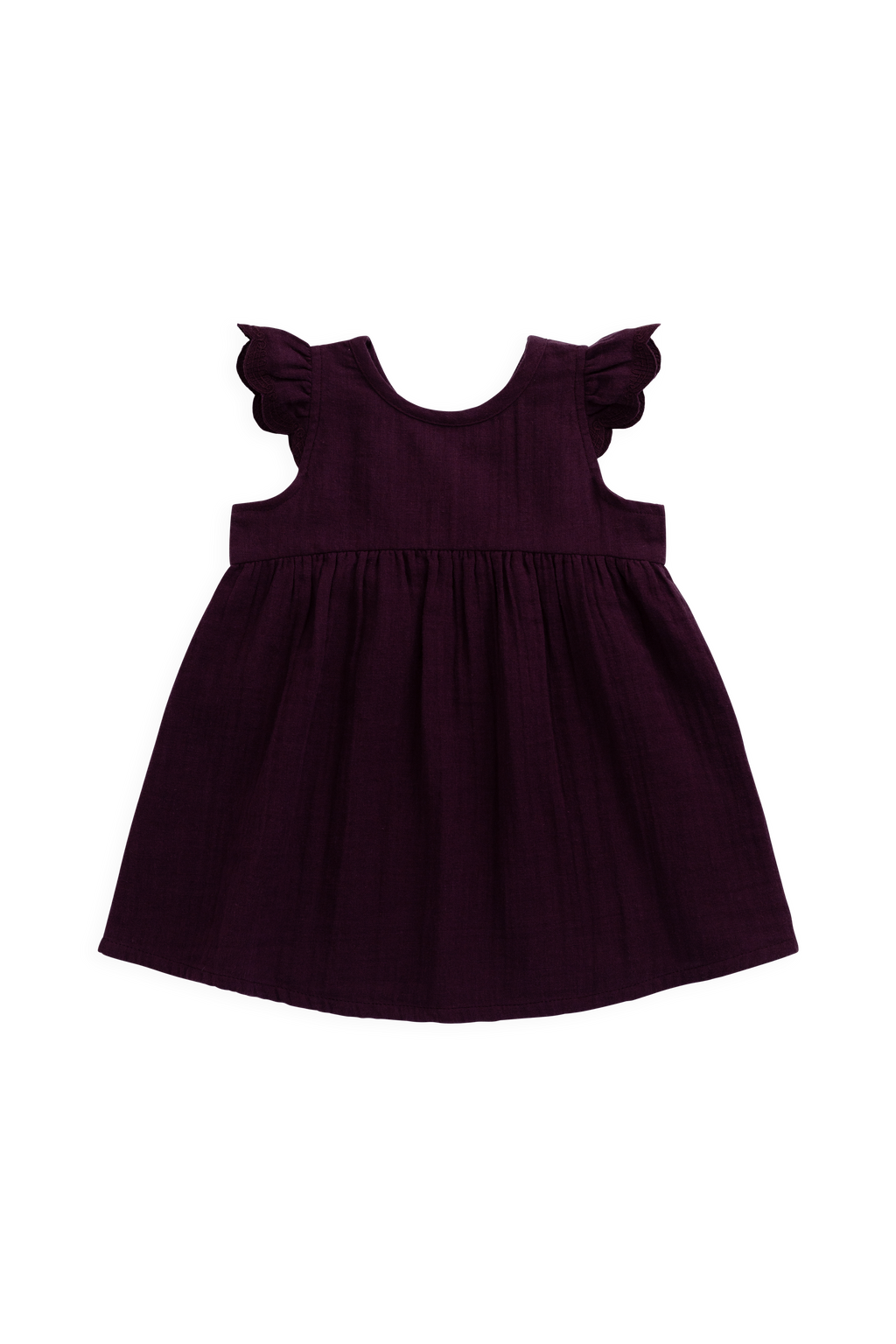 Organic Cotton Muslin Lace Dress - Fig