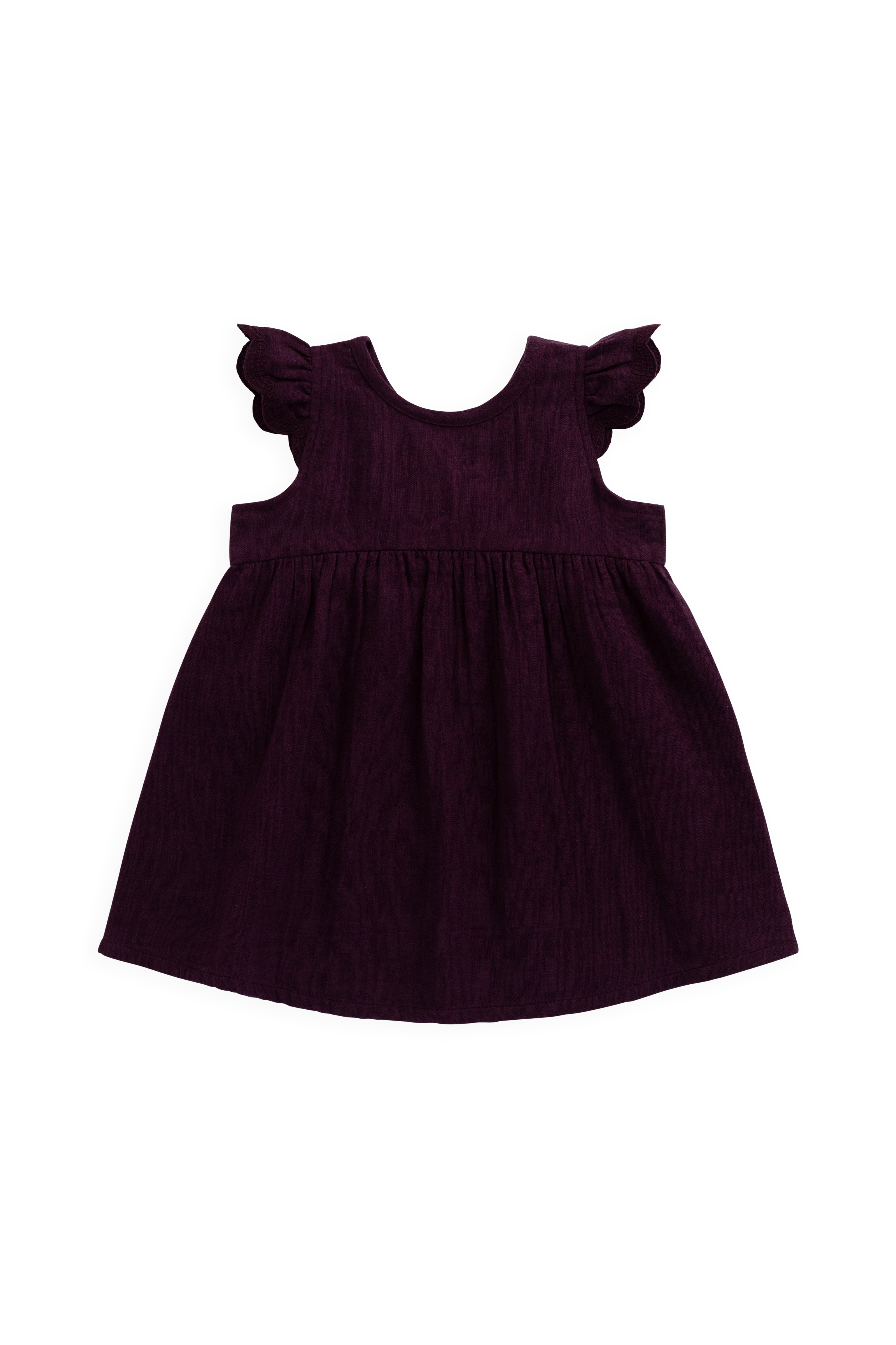 Organic Cotton Muslin Lace Dress - Fig