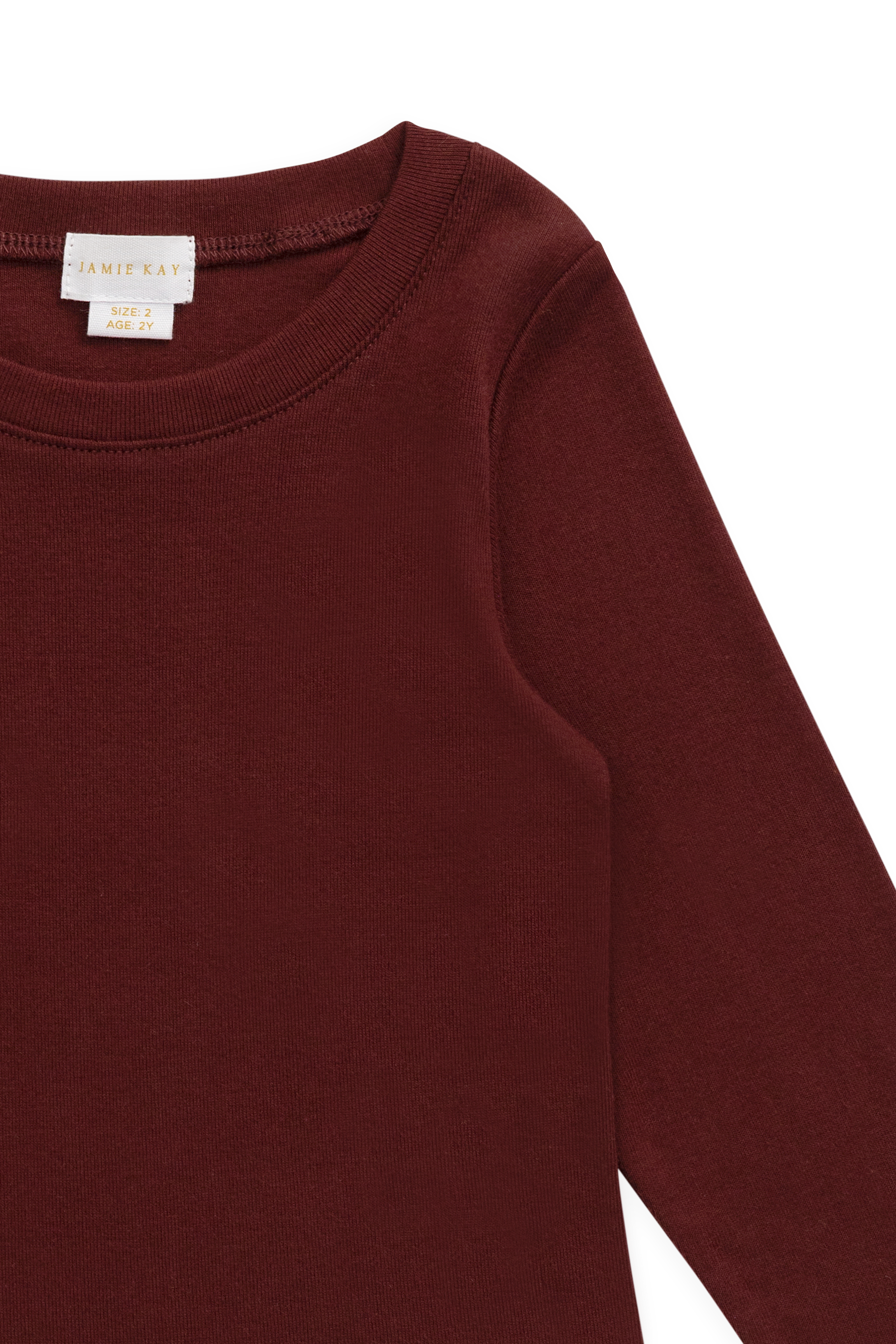 Organic Cotton Long Sleeve Top - Burgundy