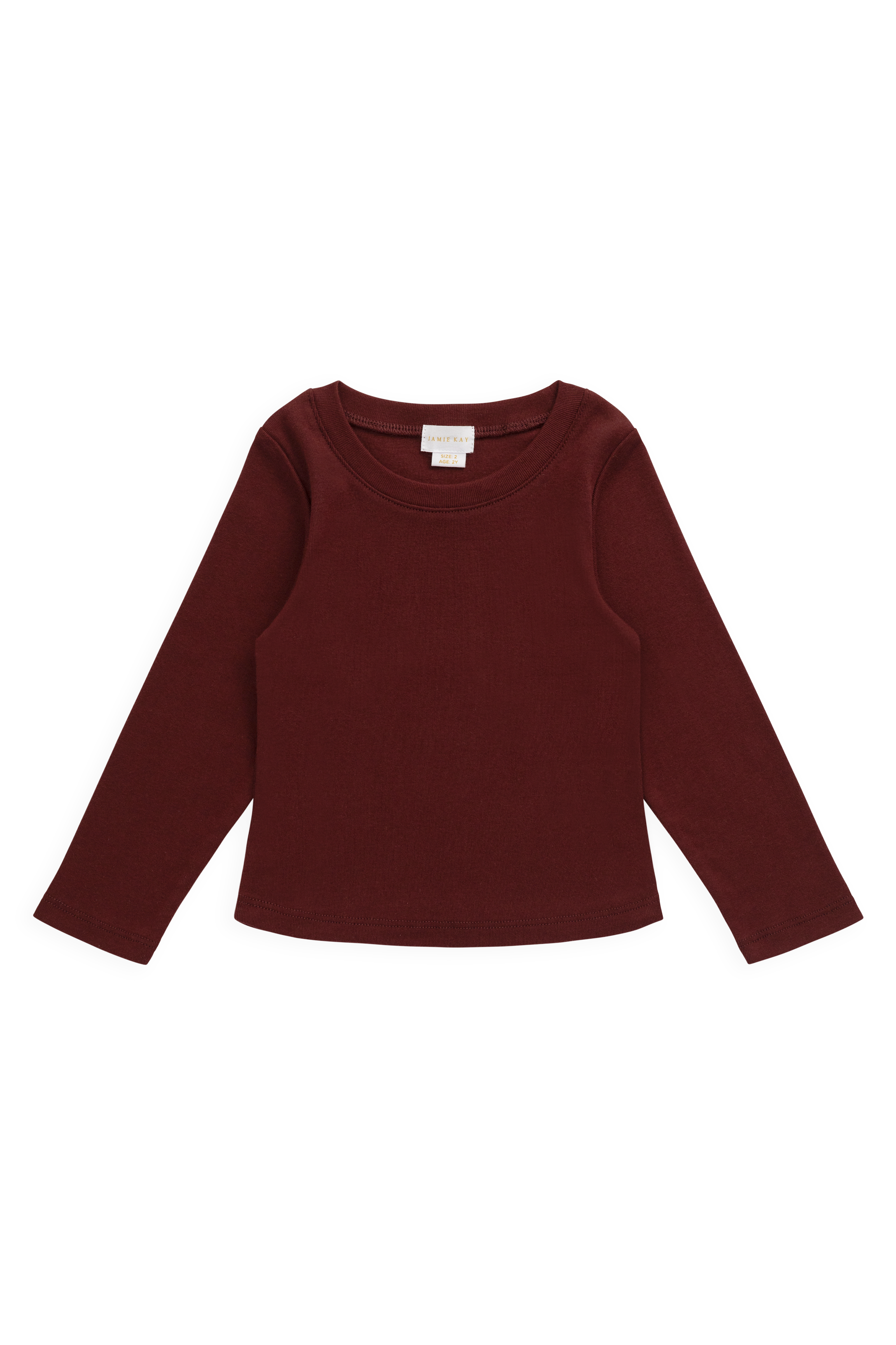 Organic Cotton Long Sleeve Top - Burgundy