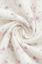 Haut en coton biologique lilas fleuri, léger avec corsage froncé et bretelles réglables à nouer pour filles de 6 mois à 10 ans
