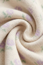 Cardigan en maille de coton à fleurs vanille romantique pour fille 6 mois-10 ans avec manches froncées et fermeture boutonnée sur le devant